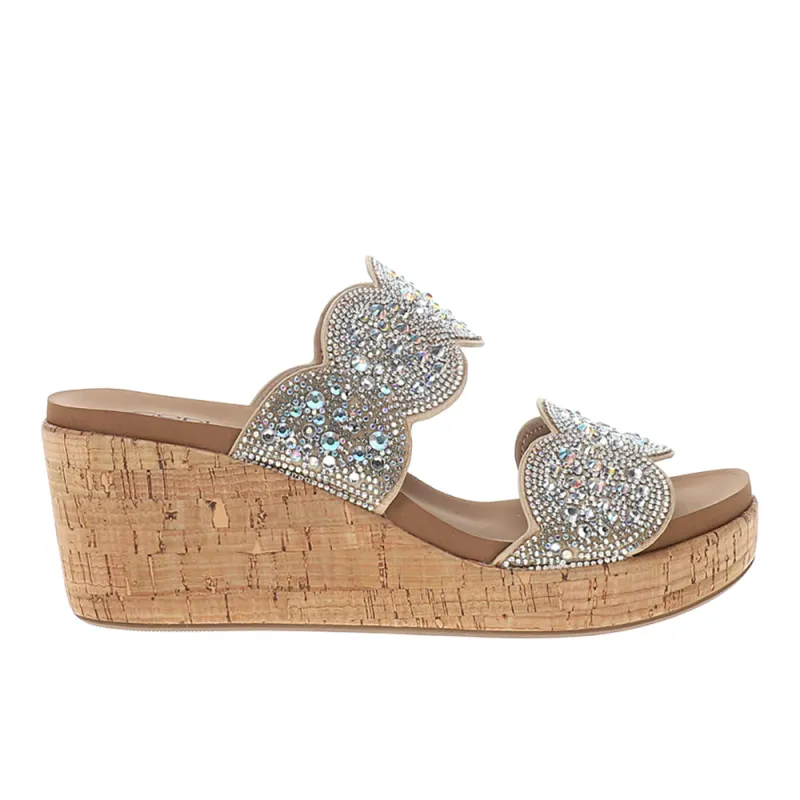 Make A Toast Rhinestone Wedge Sandals made by Corkys