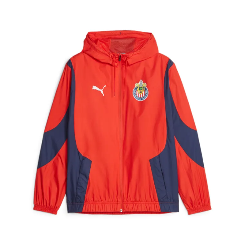 C.D. Guadalajara Prematch Woven Anthem Full Zip Jacket made by Puma
