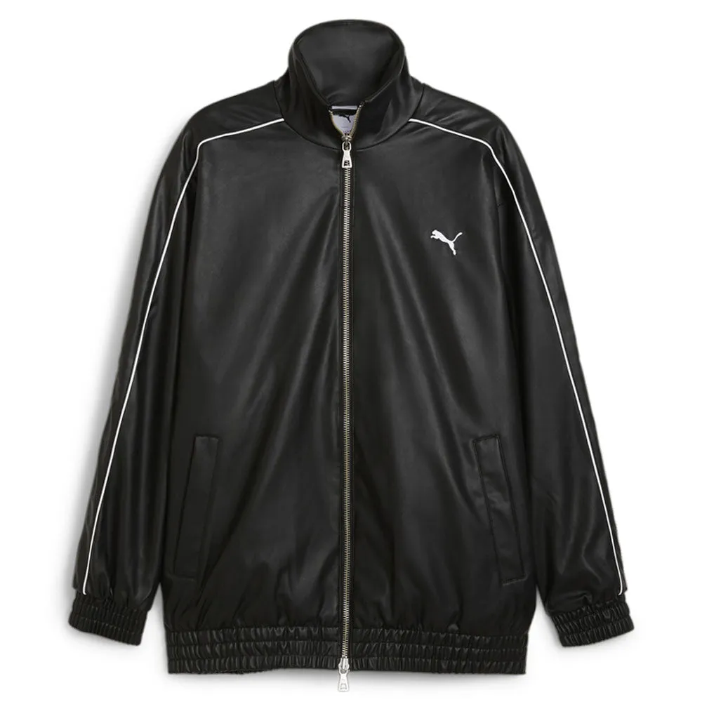 T7 Oversized Pleather Full Zip Track Jacket sold by Shoebacca