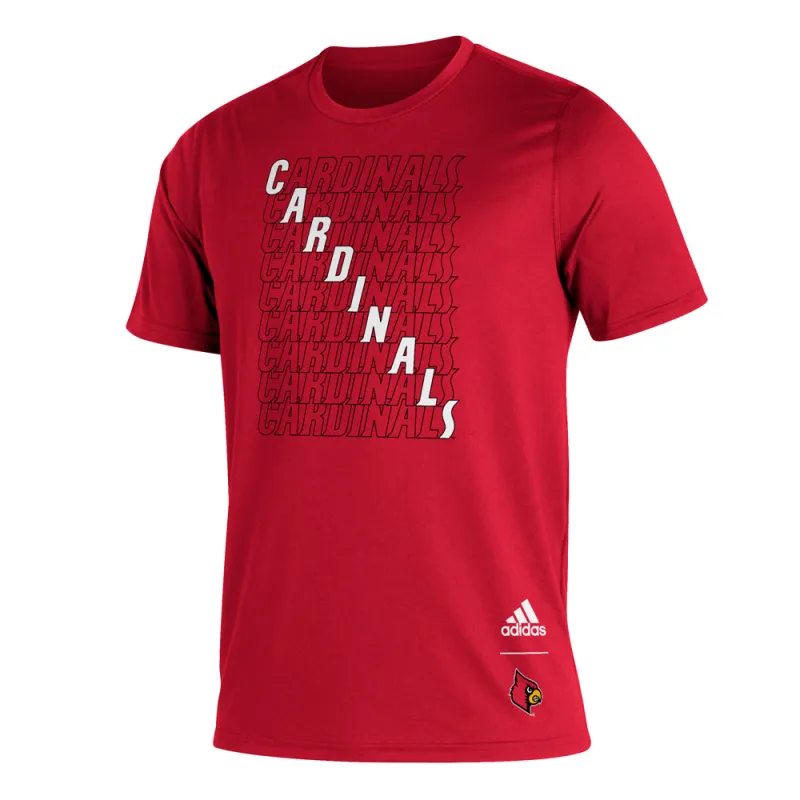Louisville Cardinals Crew Neck Short Sleeve Athletic T-Shirt made by Adidas
