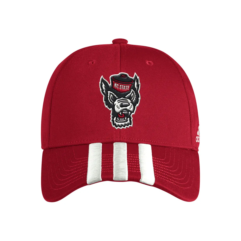 NC State Wolfpack 3-Stripes Adjustable Cap sold by Shoebacca