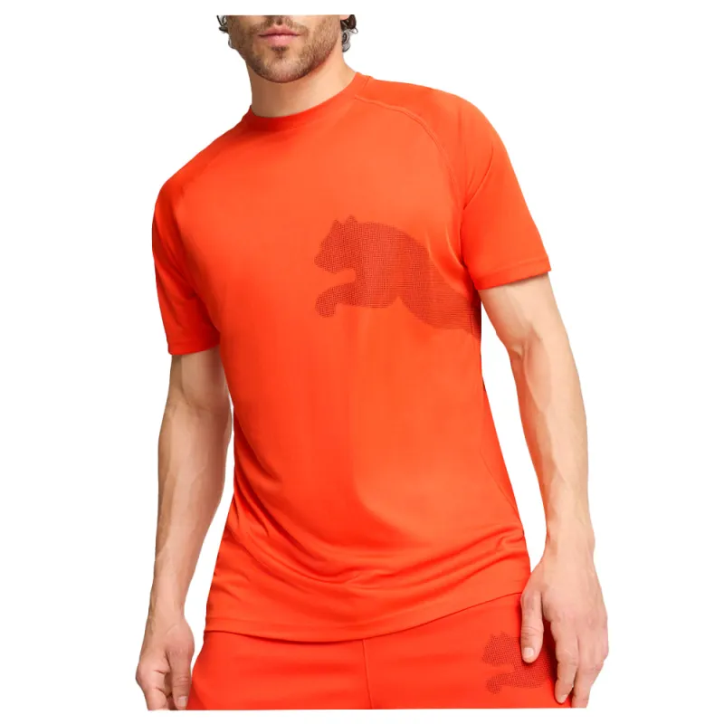 Train All Day Big Cat Crew Neck Short Sleeve Athletic T-Shirt made by Puma