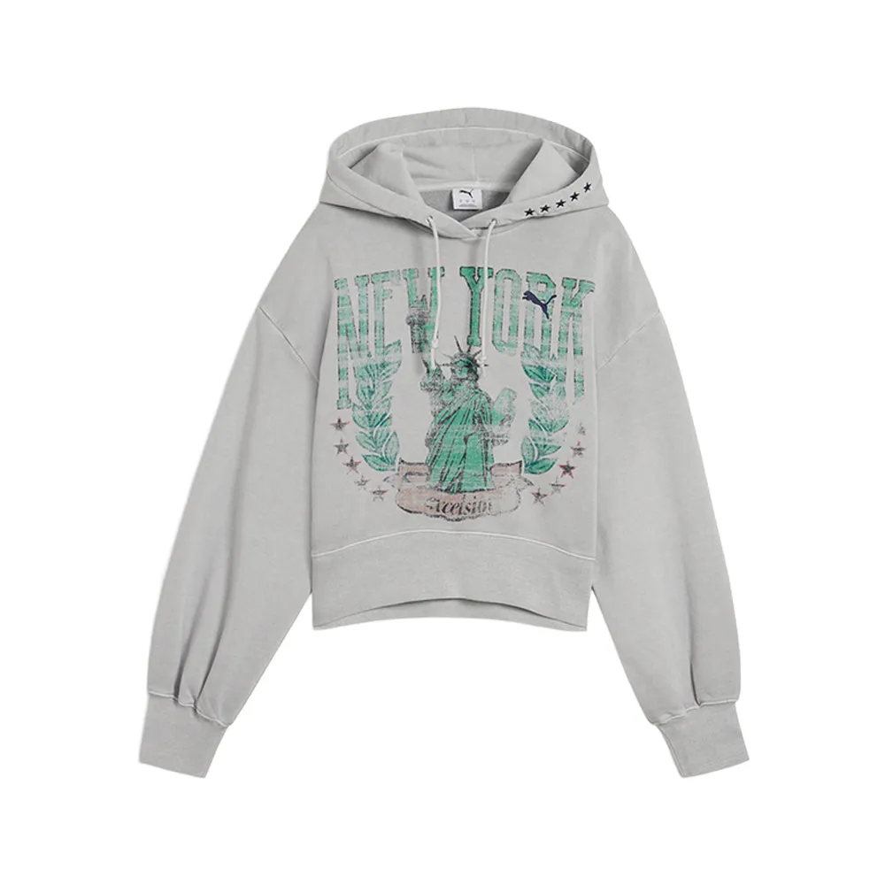 NYC Wardrobe Essentials Boxy Cropped Pullover Hoodie sold by Shoebacca