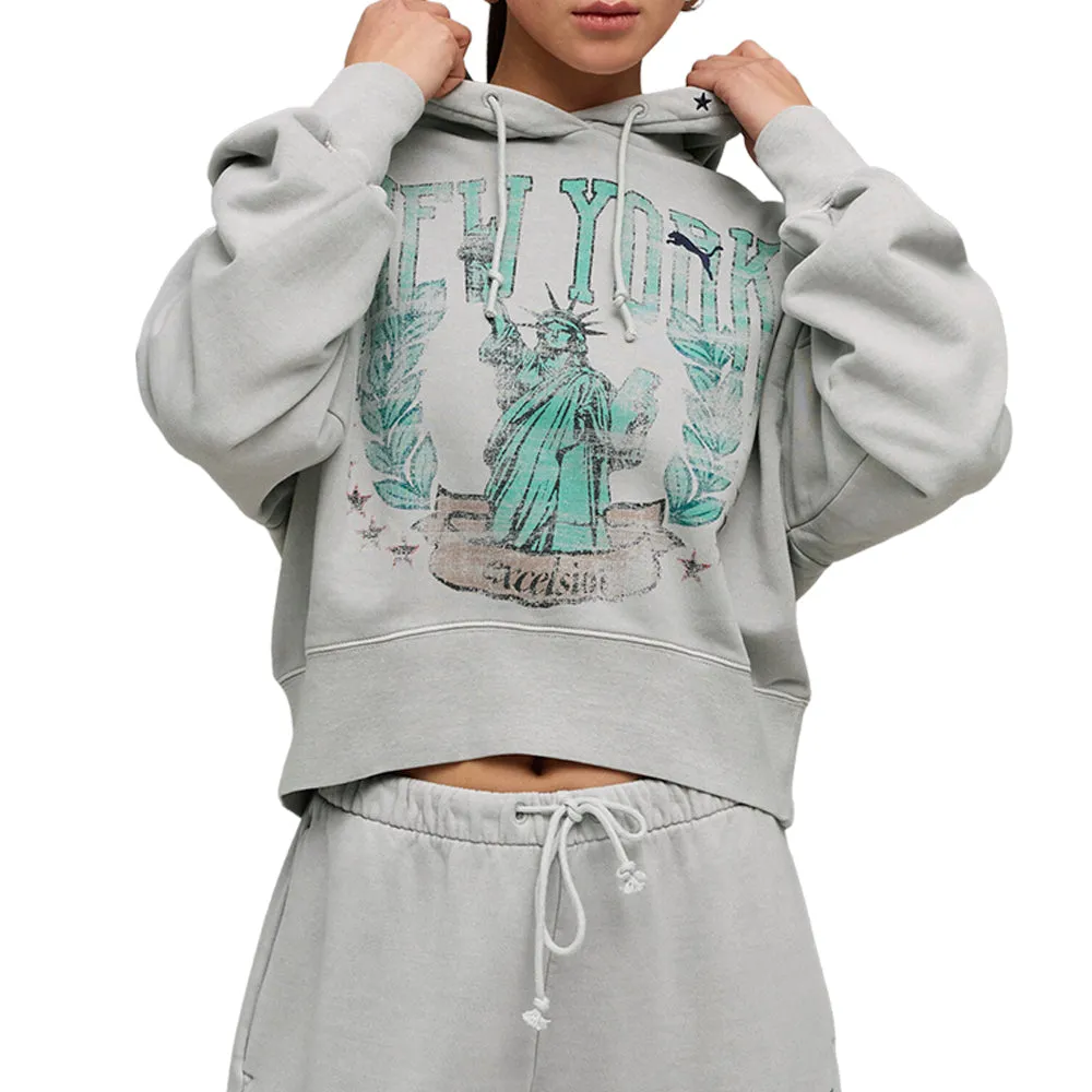 NYC Wardrobe Essentials Boxy Cropped Pullover Hoodie sold by Shoebacca product image thumbnail 3