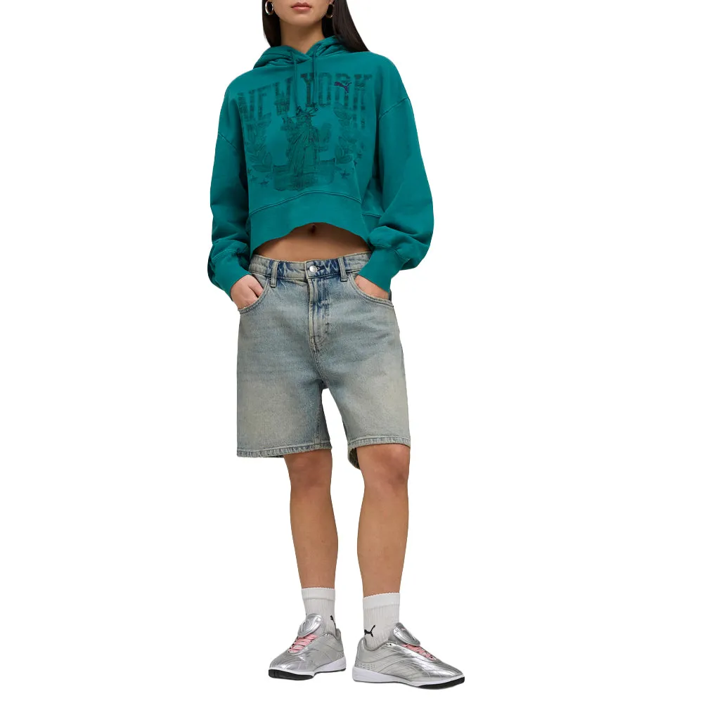 NYC Wardrobe Essentials Boxy Cropped Pullover Hoodie sold by Shoebacca product image thumbnail 5