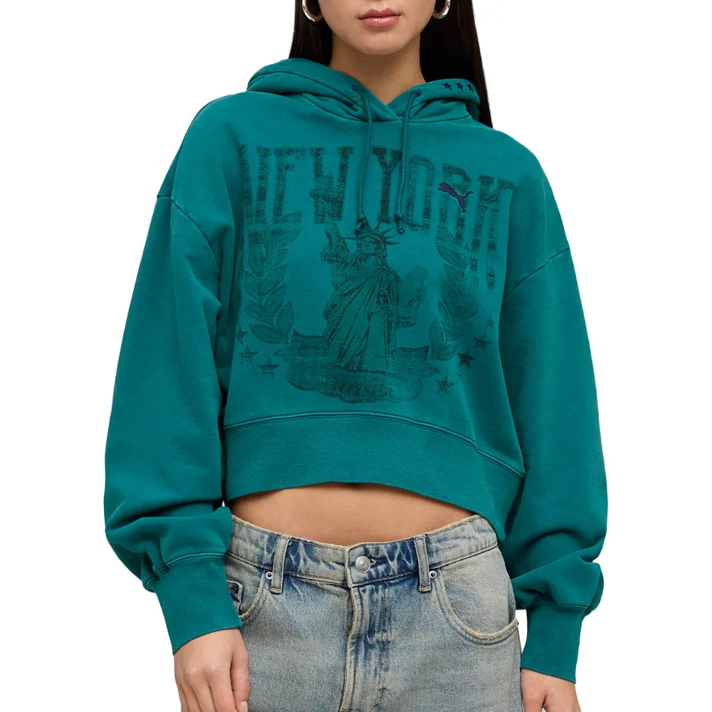 NYC Wardrobe Essentials Boxy Cropped Pullover Hoodie sold by Shoebacca product image thumbnail 3