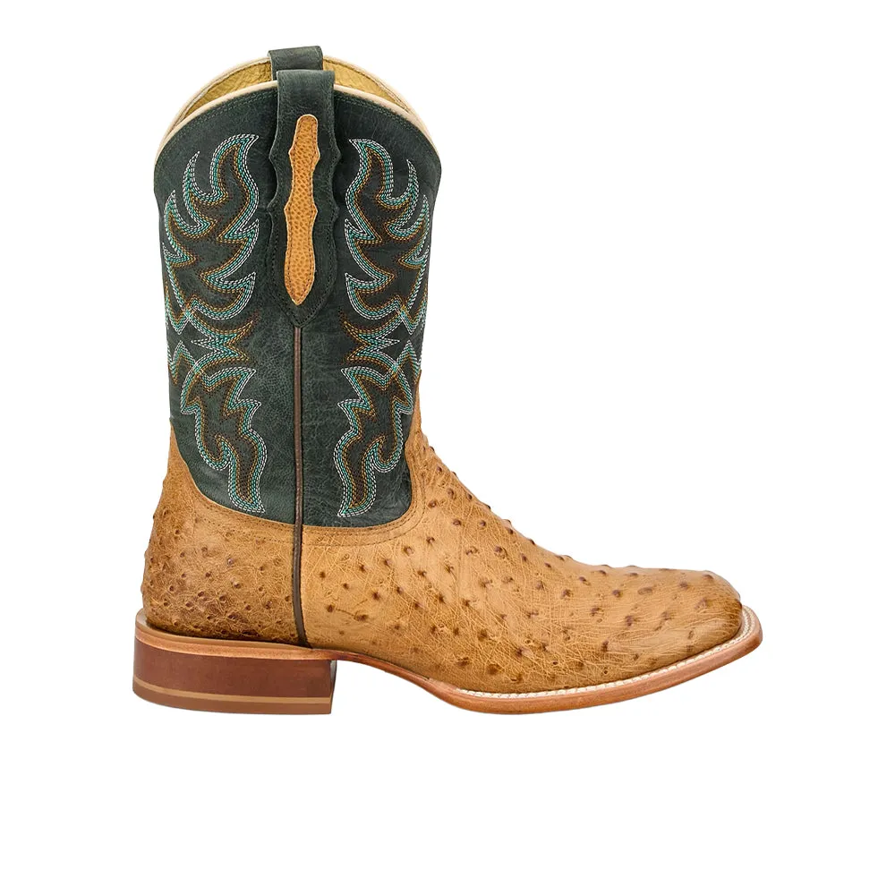 Blaine 11 Inch Ostrich Square Toe Cowboy Boots sold by Shoebacca