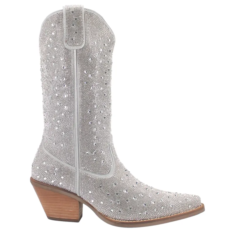 Silver Dollar Rhinestone Round Toe Pull On Boots made by dingo