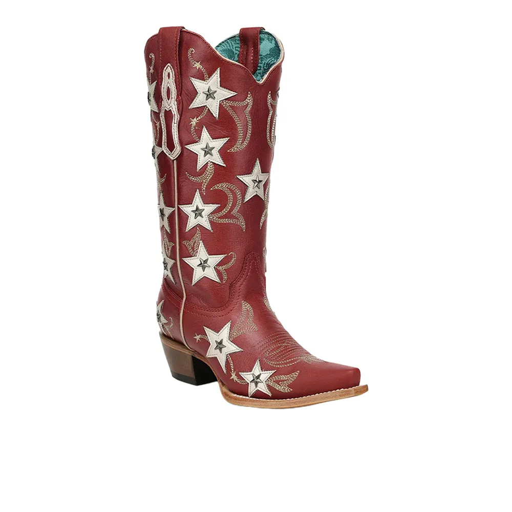 Embroidered Stars Overlay Studs Snip Toe Pull On Cowboy Boots sold by Shoebacca product image thumbnail 2