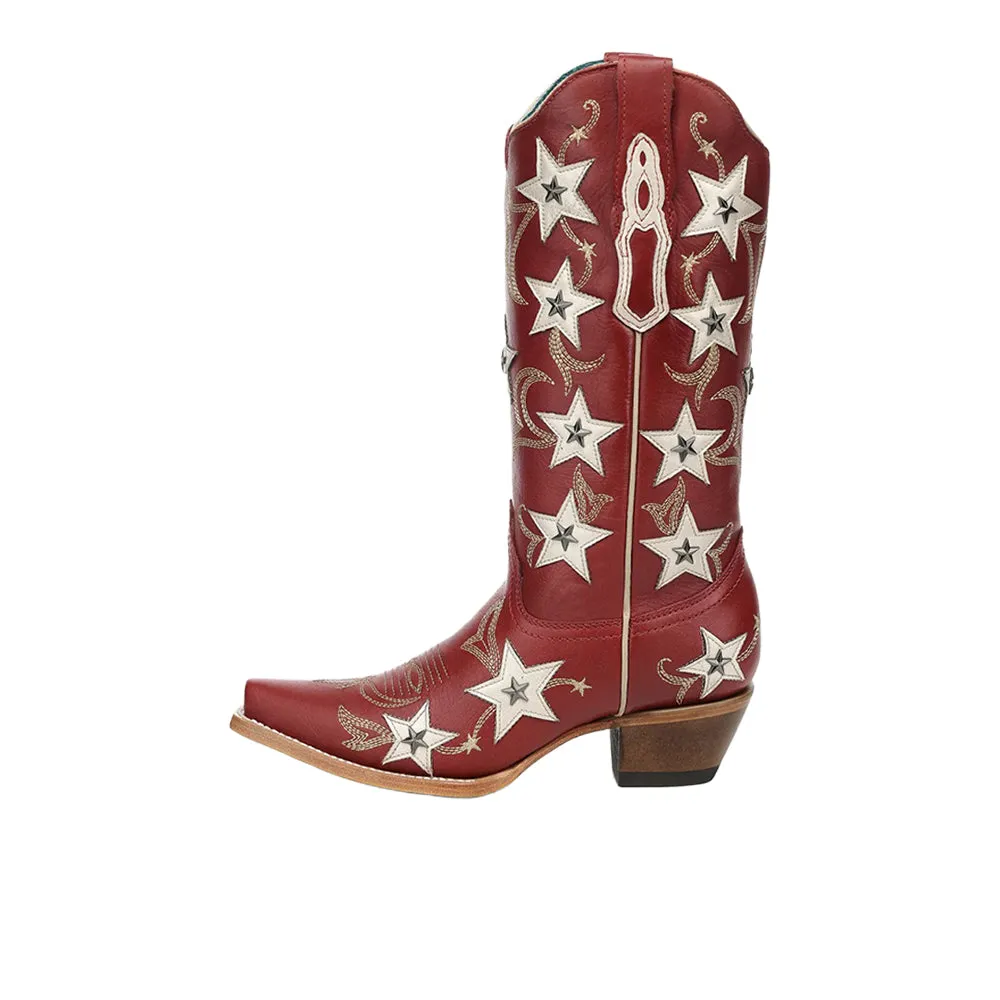 Embroidered Stars Overlay Studs Snip Toe Pull On Cowboy Boots sold by Shoebacca product image thumbnail 3