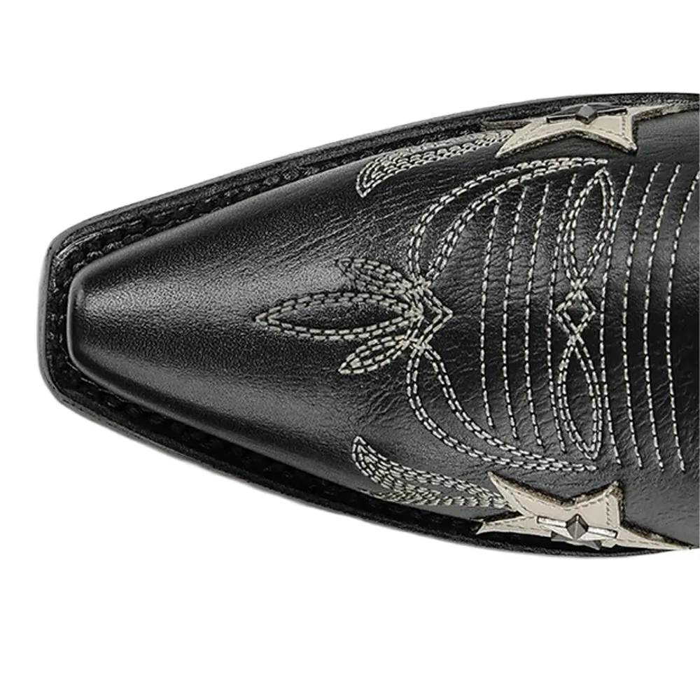 Embroidered Stars Overlay Studs Snip Toe Pull On Cowboy Boots sold by Shoebacca product image thumbnail 4