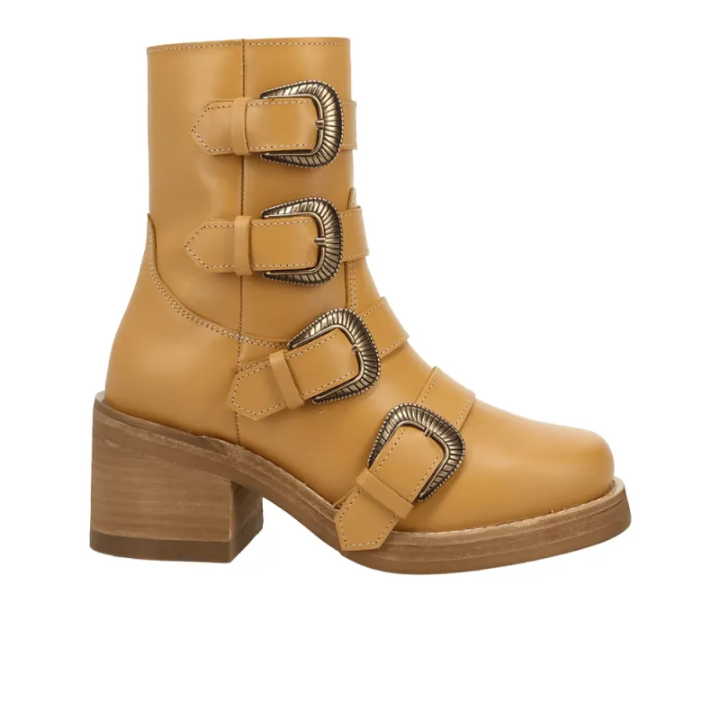 Topanga Leather Round Toe Zippered Booties made by dingo