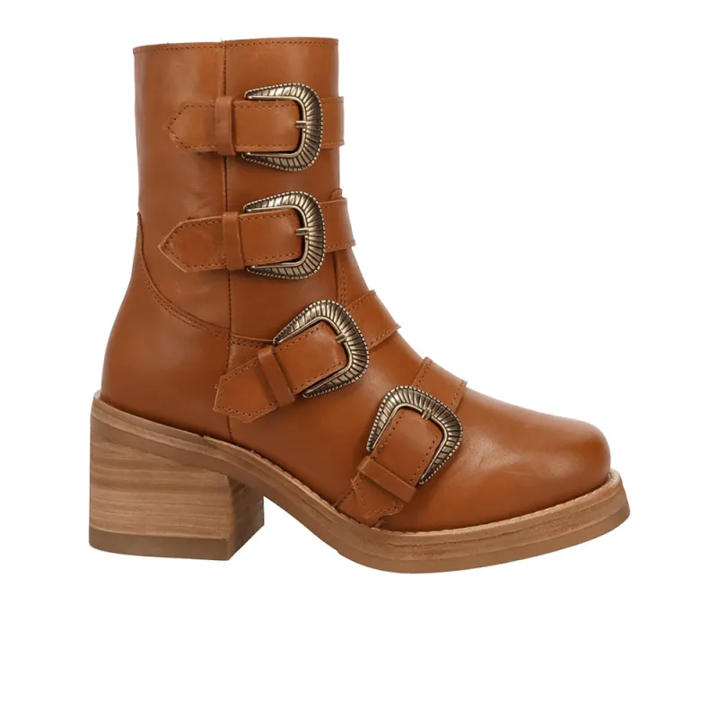Topanga Leather Round Toe Zippered Booties made by dingo