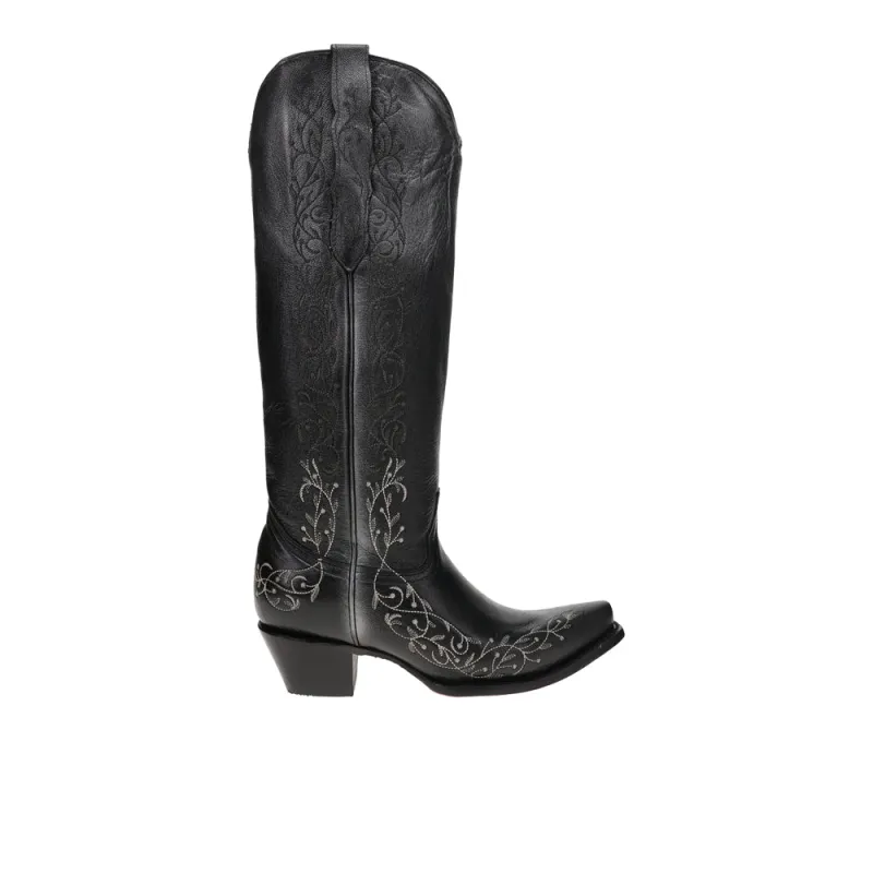 Floral Embroidered Tall Top Snip Toe Pull On Cowboy Boots made by Shoebacca