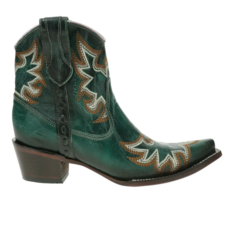 Embroidered Zipper Ankle Boot Snip Toe Pull On Cowboy Booties made by Shoebacca