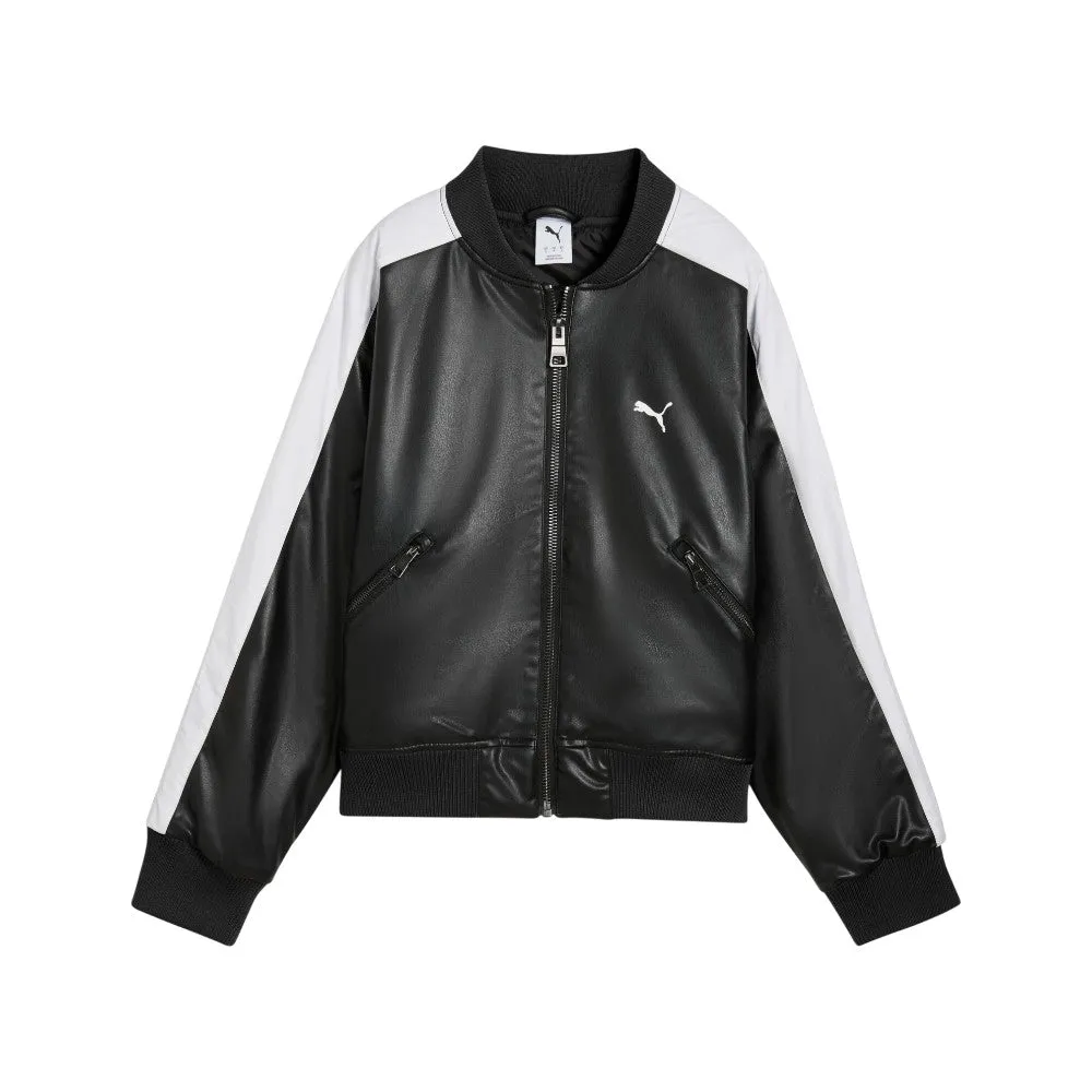 T7 Pleather Bomber Full Zip Jacket sold by Shoebacca