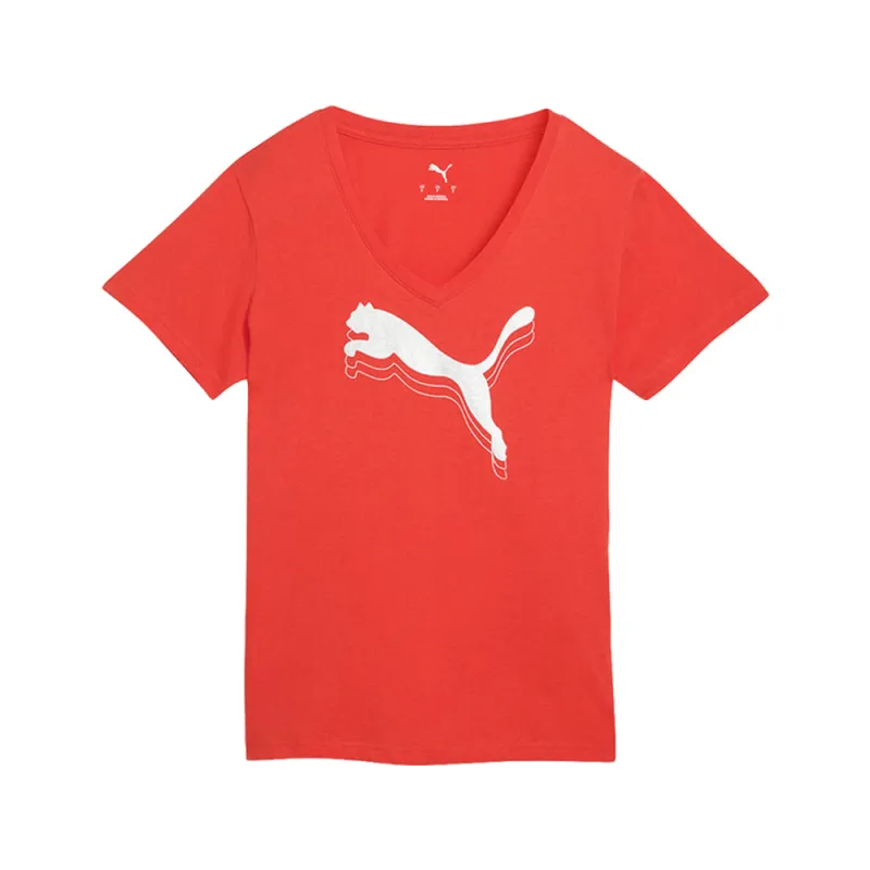 Essentials Metallic V-Neck Short Sleeve T-Shirt made by Puma
