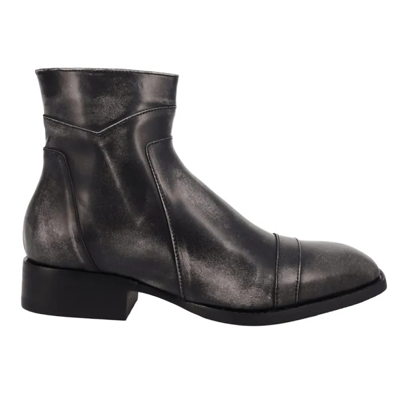 Lennox Leather Round Toe Zippered Booties made by dingo