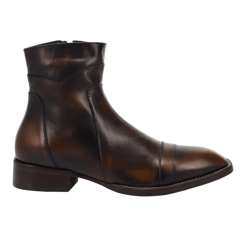 Lennox Leather Round Toe Zippered Booties made by dingo
