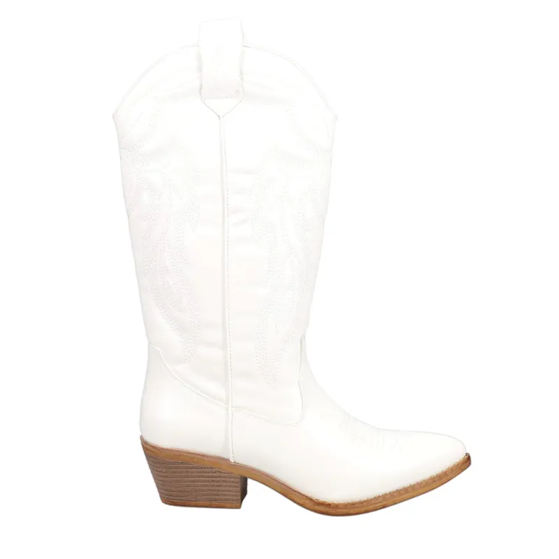 Hattie Narrow Embroidered Pointed Toe Pull On Cowboy Boots made by Roper