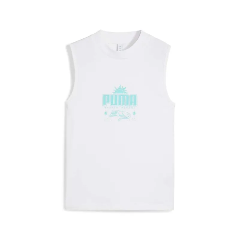 Palm Resort Graphic Slim Crew Neck Tank Top made by Puma