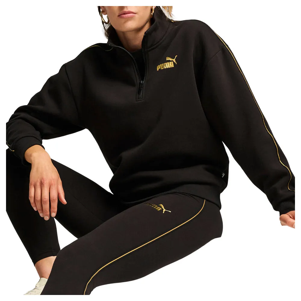Essentials Tape Minimal Gold Mock Neck Long Sleeve Quarter Zip Pullover sold by Shoebacca product image thumbnail 5