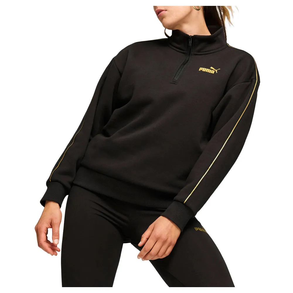 Essentials Tape Minimal Gold Mock Neck Long Sleeve Quarter Zip Pullover sold by Shoebacca product image thumbnail 3