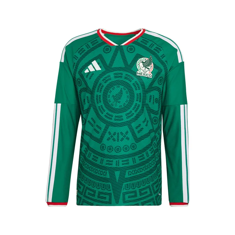 Mexico 26 Home Authentic Long Sleeve Jersey made by Adidas