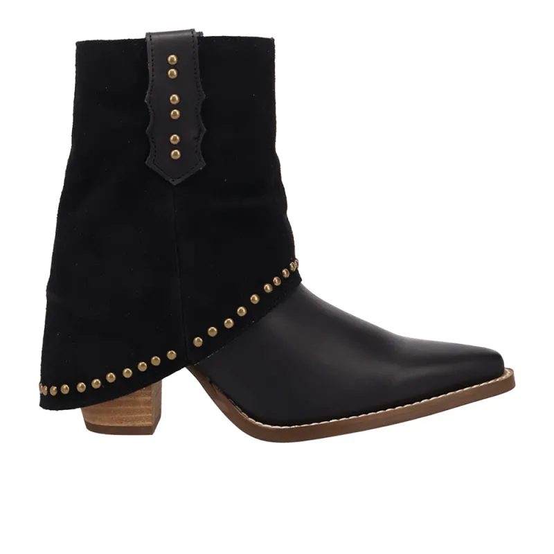 Off The Cuff Leather Snip Toe Pull On Cowboy Booties made by dingo