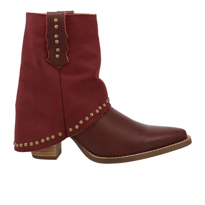 Off The Cuff Leather Snip Toe Pull On Cowboy Booties made by dingo