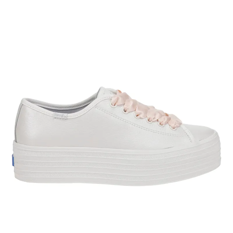 Triple Up Pearlized Leather Ballet Lace Up Sneakers made by Keds
