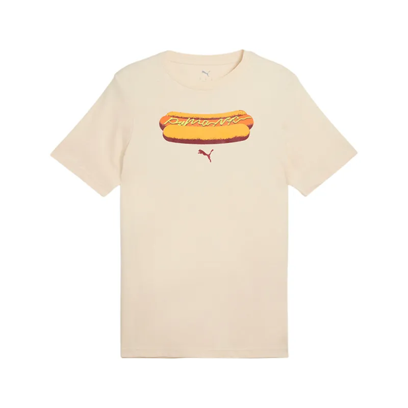 Graphics NYC Hot Dog Crew Neck Short Sleeve T-Shirt made by Puma