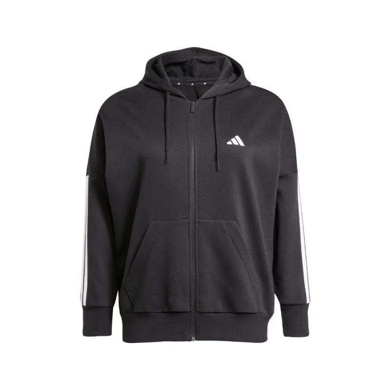 Essentials 3-Stripes Full-Zip Fleece Hoodie (Plus Size) made by Adidas