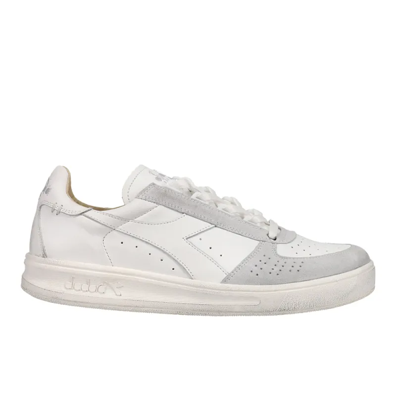 B.Elite H Leather Dirty Perforated Lace Up Sneakers made by Diadora