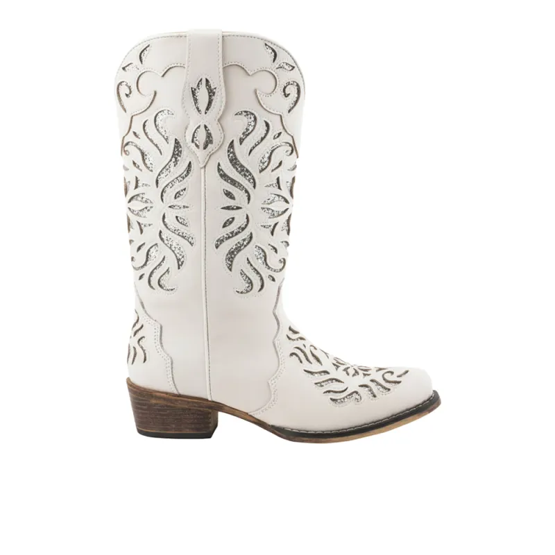 Riley Glitz Glitter Underlay Snip Toe Cowboy Boots made by Roper