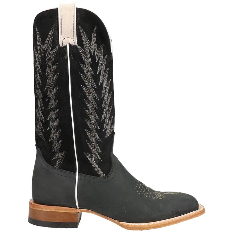 Hombre Suede Square Toe Pull On Cowboy Boots made by Justin Boots