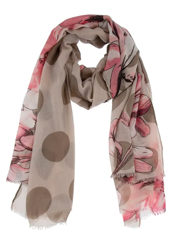 Women's Floral and Spot Print Lightweight Scarf sold by Dents Gloves