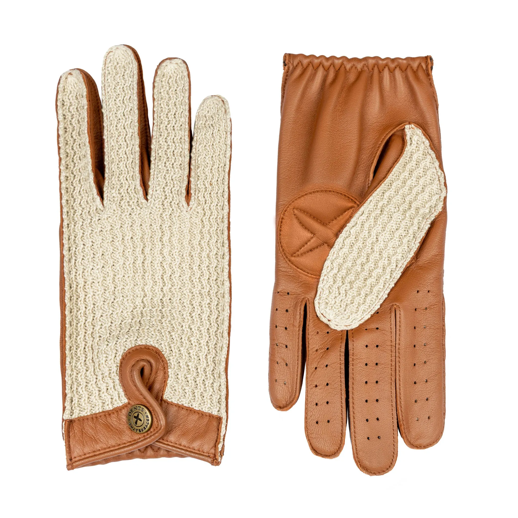Men’s The Suited Racer Touchscreen Crochet-Back Leather Driving Gloves sold by Dents Gloves product image thumbnail 2