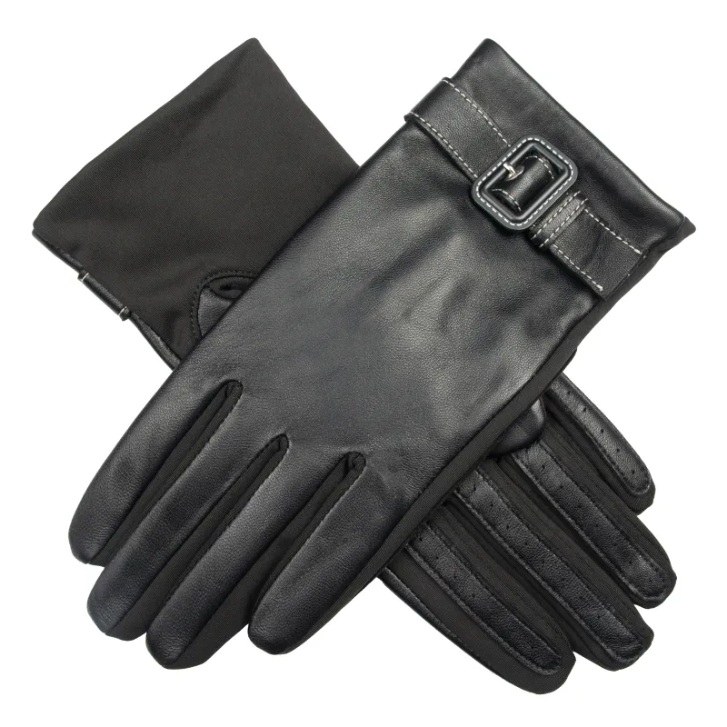 Women's Water-Resistant Faux Silk-Lined Leather and Fabric Gloves sold by Dents Gloves