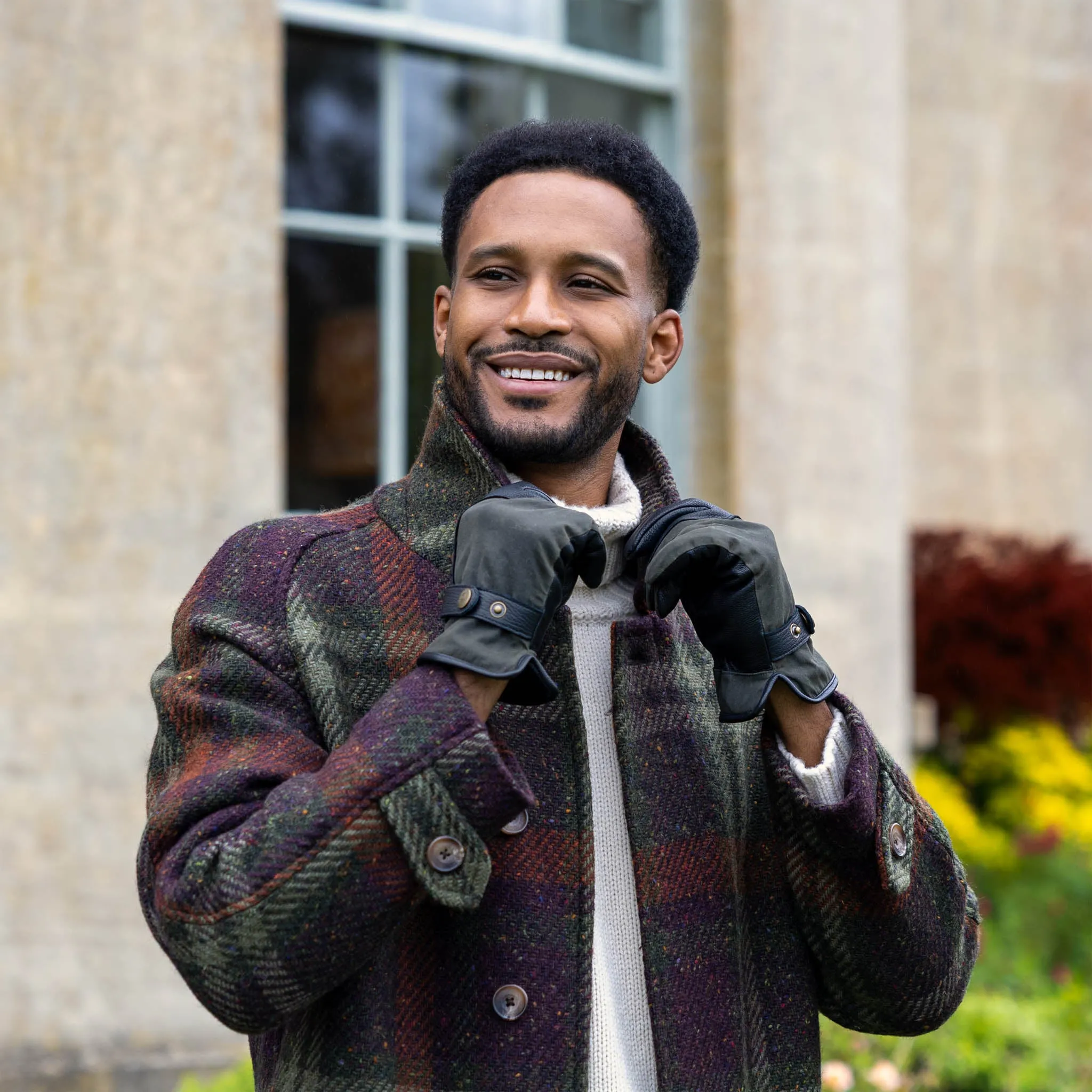 Men's Water-Resistant Thinsulate-Lined Imitation Deerskin Leather Gloves with Waxed Cotton sold by Dents Gloves product image thumbnail 2