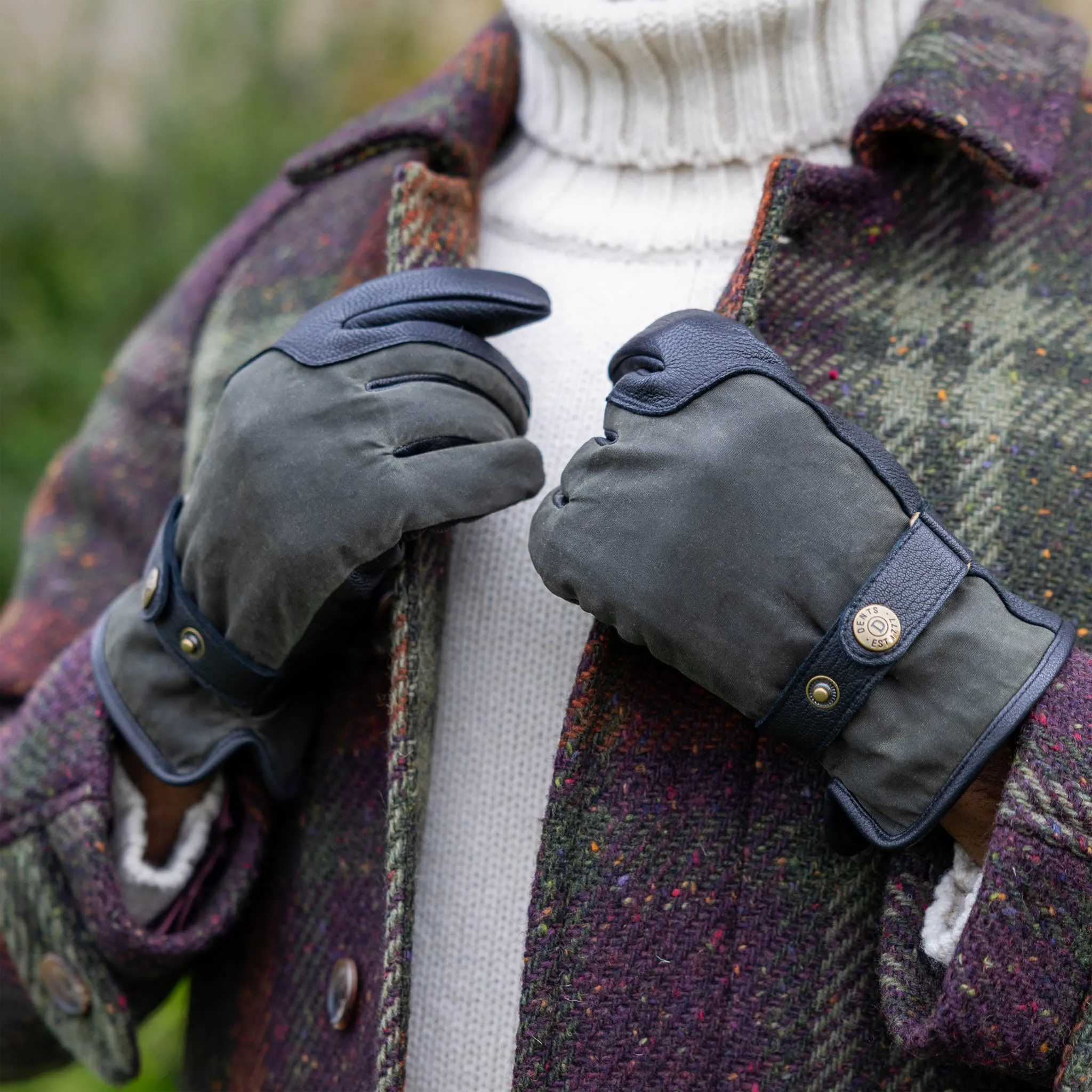 Men's Water-Resistant Thinsulate-Lined Imitation Deerskin Leather Gloves with Waxed Cotton sold by Dents Gloves product image thumbnail 3