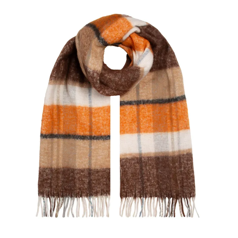 Women's Striped Blanket Scarf with Tassels made by Dents Gloves