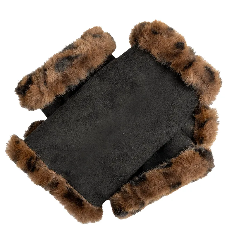 Women's Fingerless Faux Fur-Lined Faux Suede Mittens sold by Dents Gloves