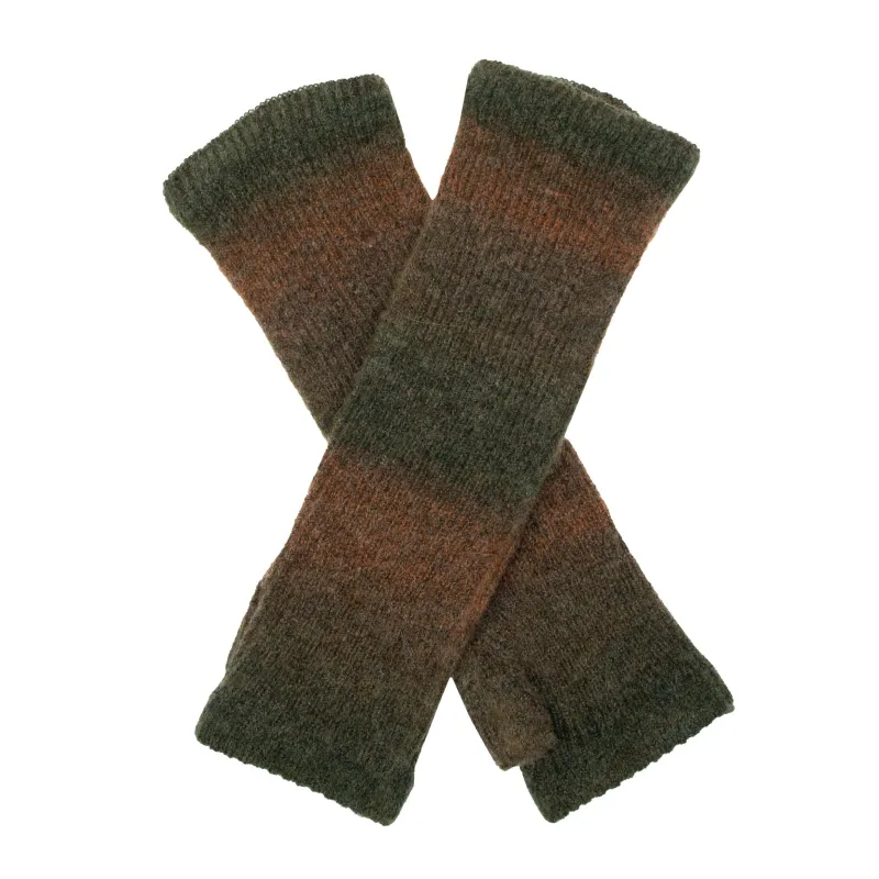 Women's Long Below-Elbow Ribbed Knit Wrist Warmers with Ombre Pattern sold by Dents Gloves