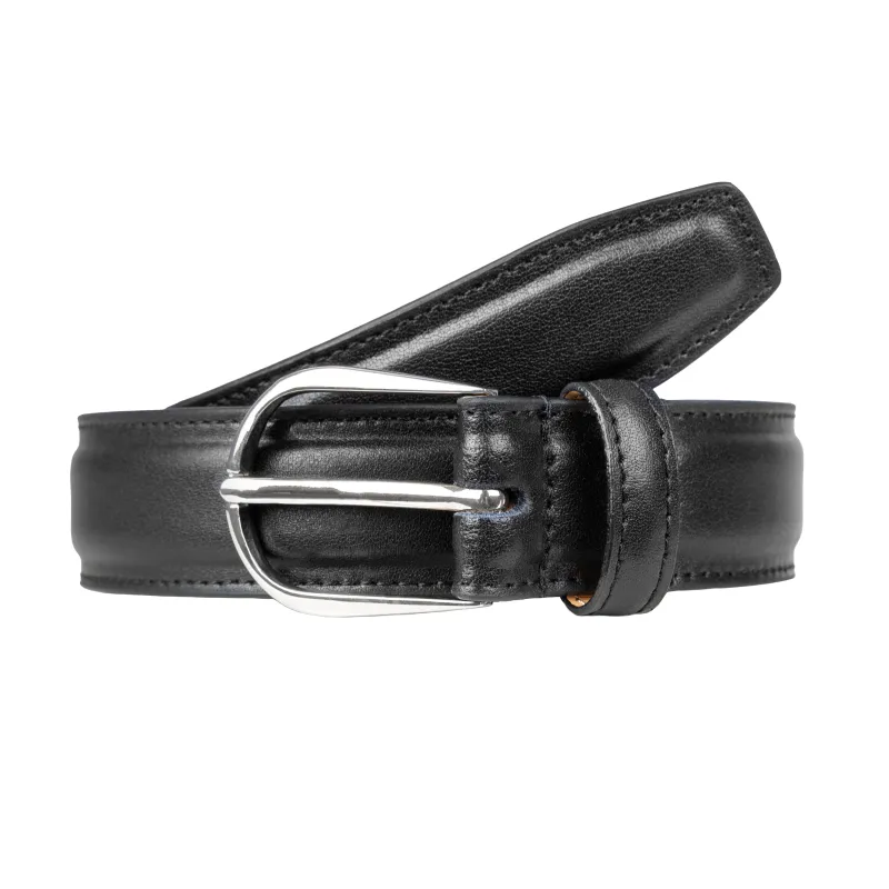 Men’s Heritage Lined Leather Belt with Shiny Silver Buckle and Stitched Edge sold by Dents Gloves