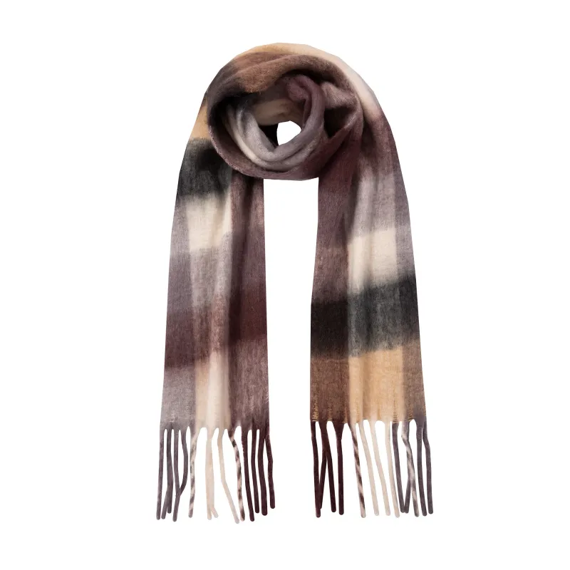 Women’s Large-Checked Blanket Scarf with Tassels sold by Dents Gloves