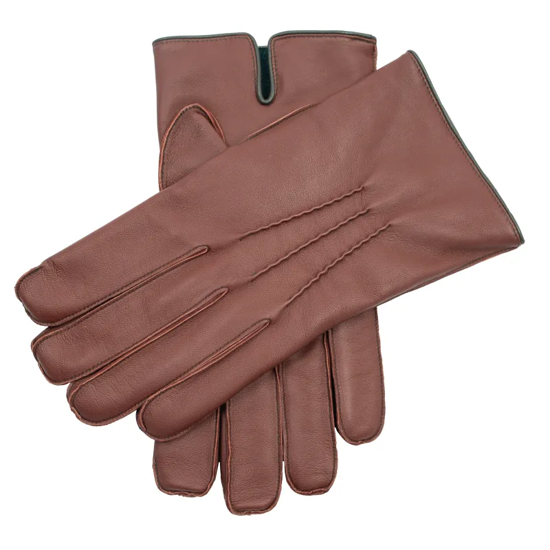 Men's Heritage Three-Point Cashmere-Lined Leather Gloves with Colour Contrast Details sold by Dents Gloves