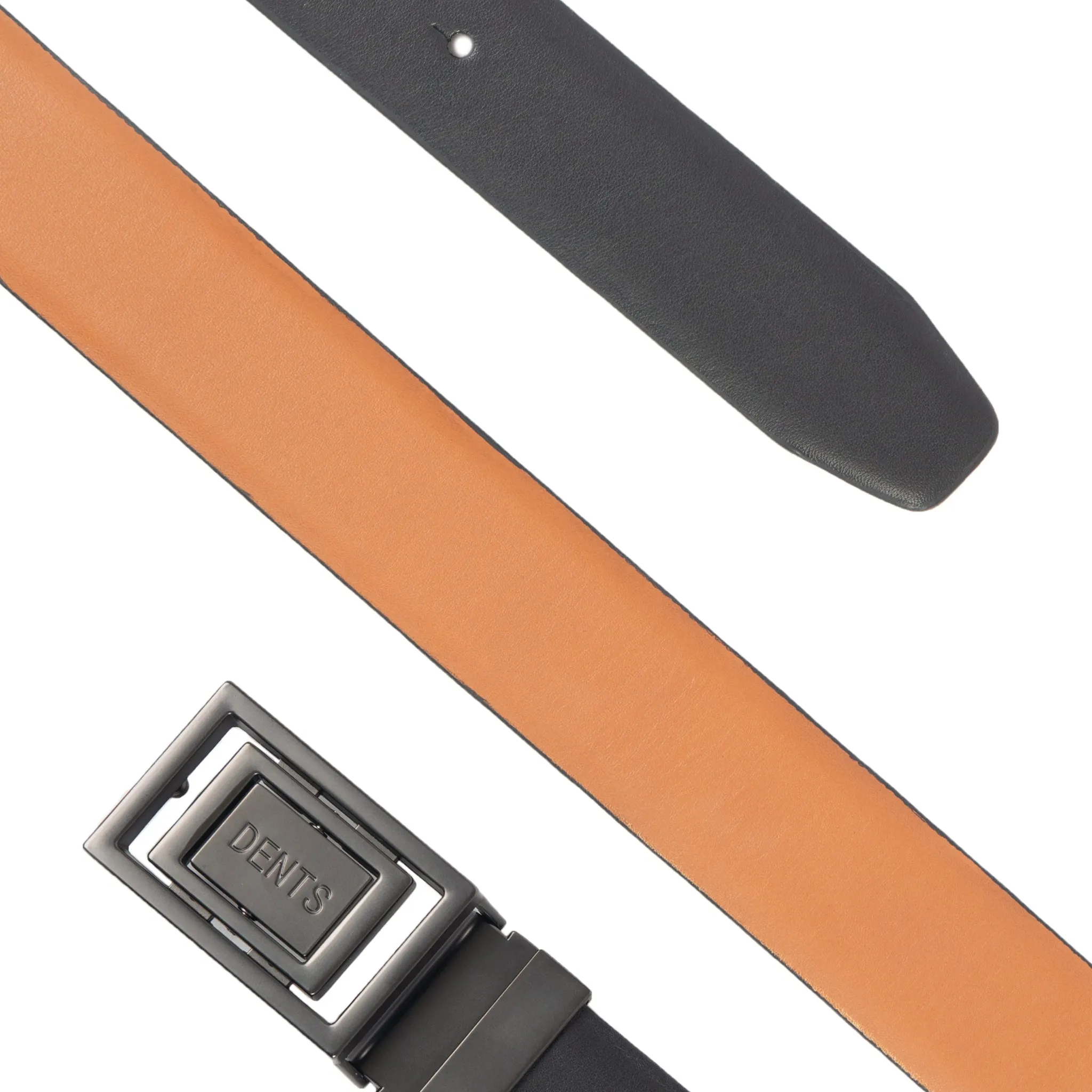 Men's Reversible Leather Belt with Push-Pin Gunmetal Buckle sold by Dents Gloves product image thumbnail 2