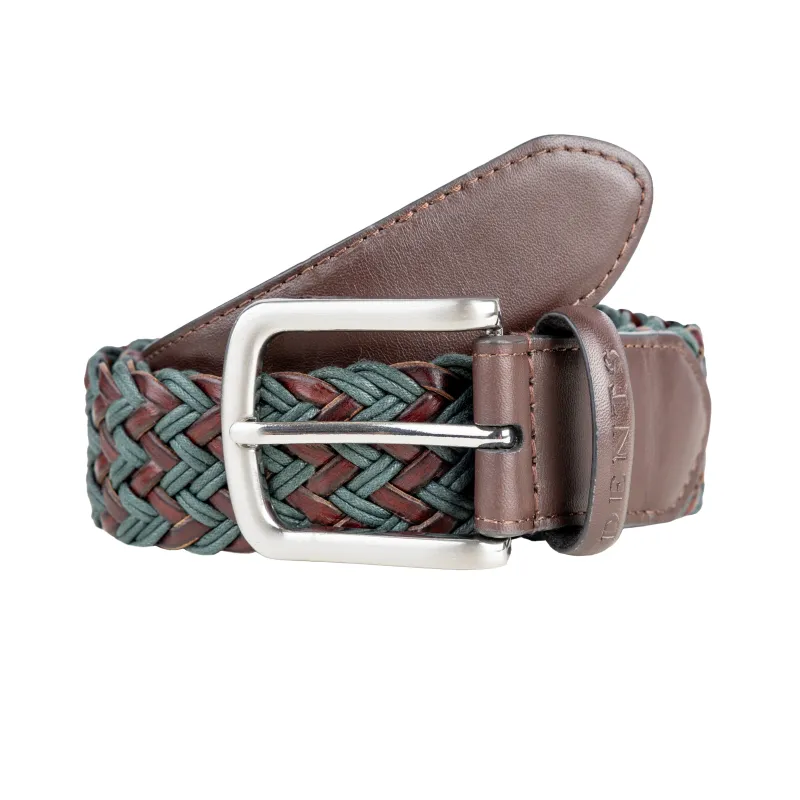 Men's Woven Leather and Cotton Belt with Satin Nickel Buckle sold by Dents Gloves