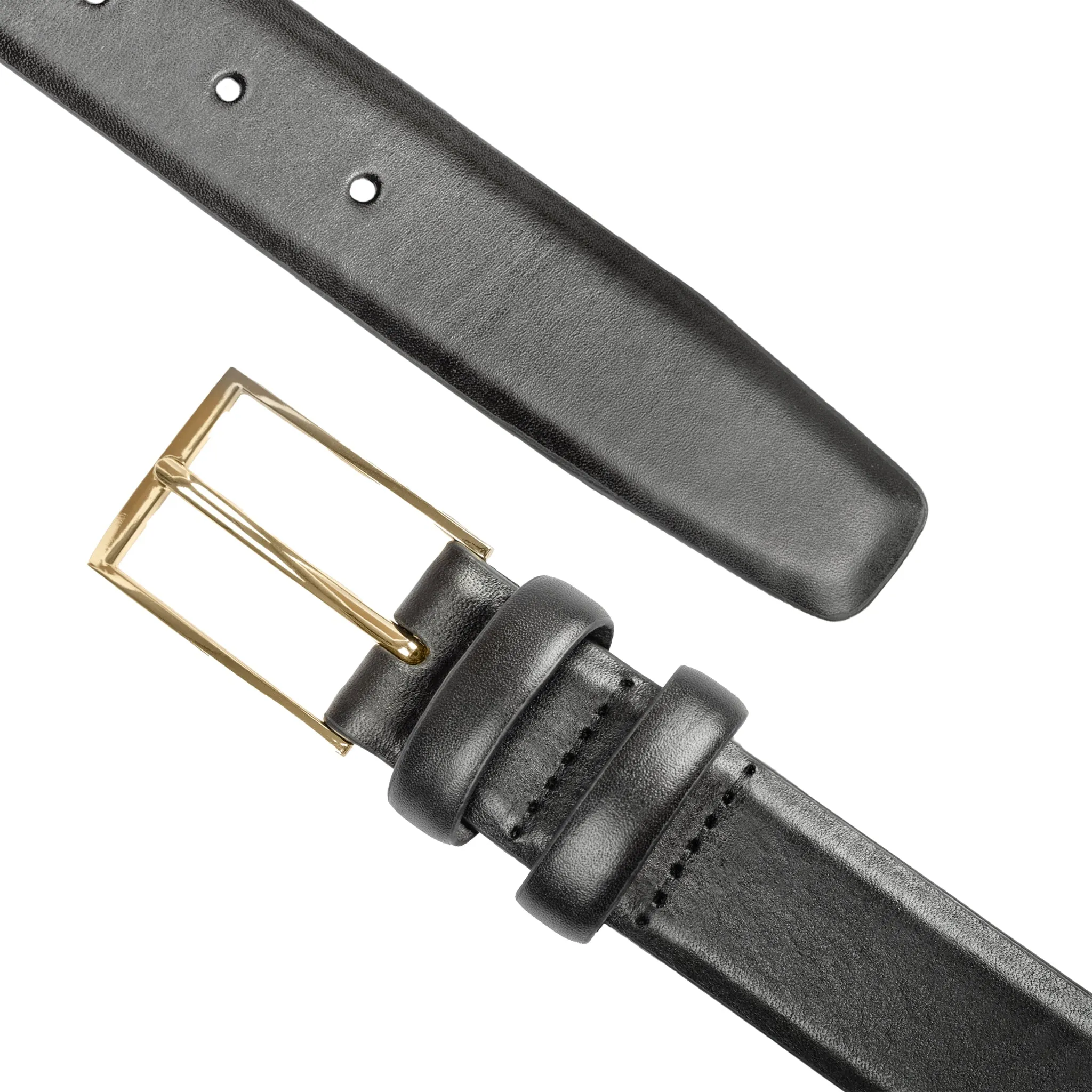 Men's Lined Leather Belt with Shiny Gold Buckle sold by Dents Gloves product image thumbnail 2